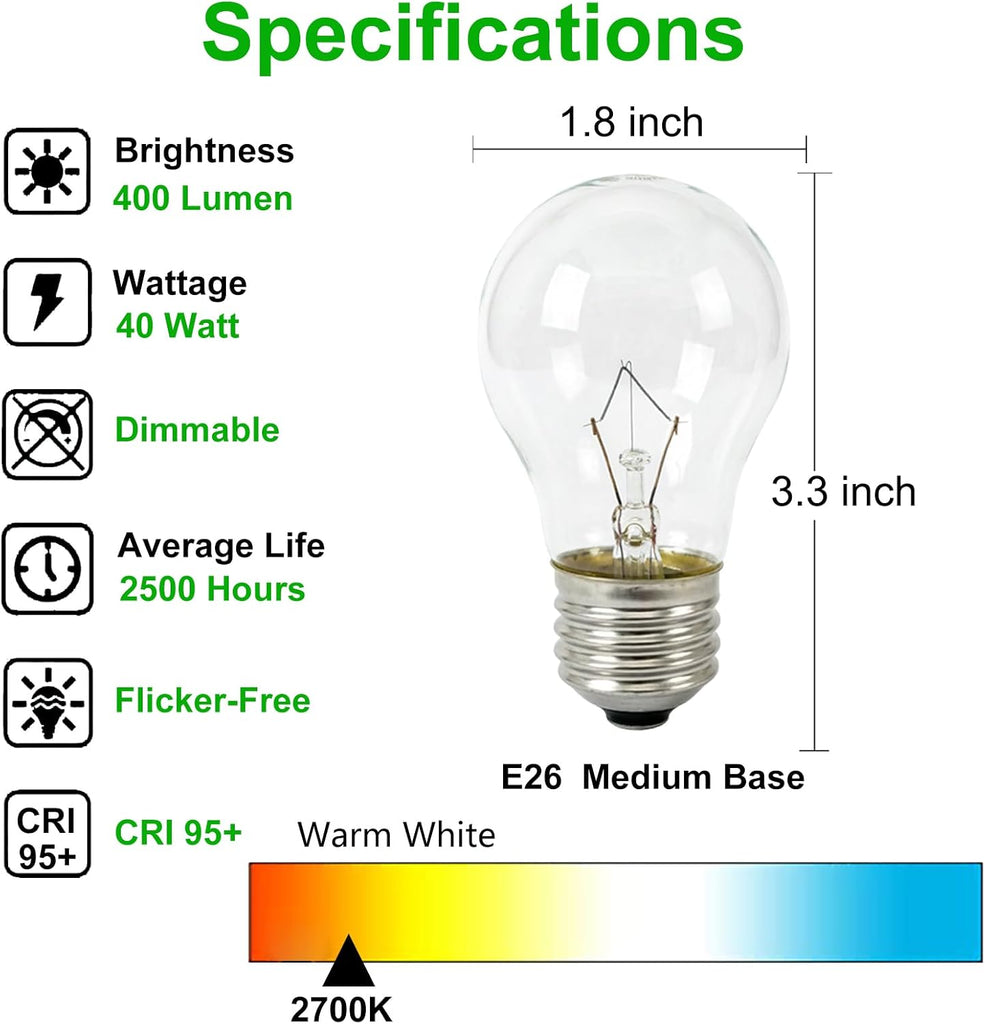 Appliance Oven Light Bulb 40W A15 E26 Lava Lamp Bulb,4 Pack