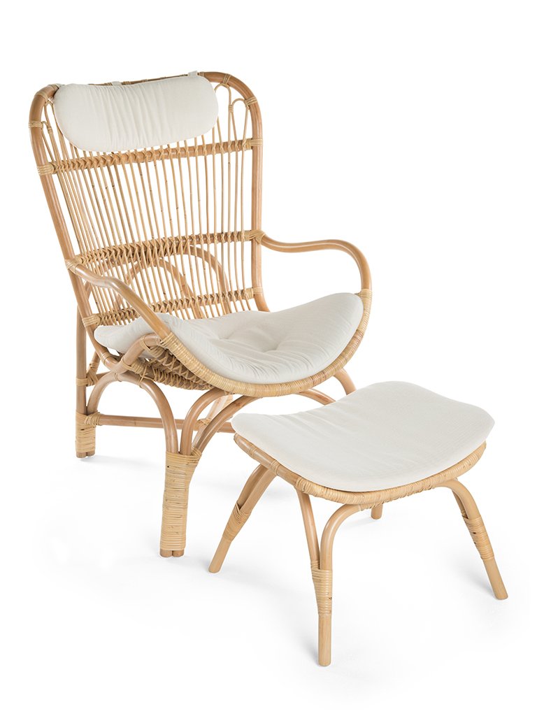 Rattan Foot Stool - Indoor Ottoman, Bathroom, Entryway Bench, Vanity, Foot Rest, Bedroom, Kitchen Step, Natural