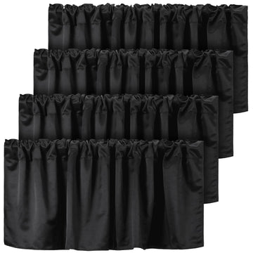 4pcs Black Valance Curtain Blackout Window Valance Basement Curtain