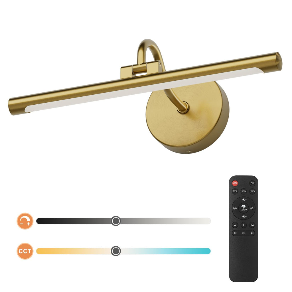 Hardwired Gold Picture Lights for Paintings - 15.7 inch 3CCT Dimmable Gallery Light LED Wall Art Lighting with Remote