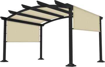 8' × 16' Pergola Shade Cover Universal Replacement Canopy Cover Outdoor Durable Fabric Sun Shade Cloth for Deck Patio Porch Backyard Gazebo with Grommets & Weighted Rods, Beige