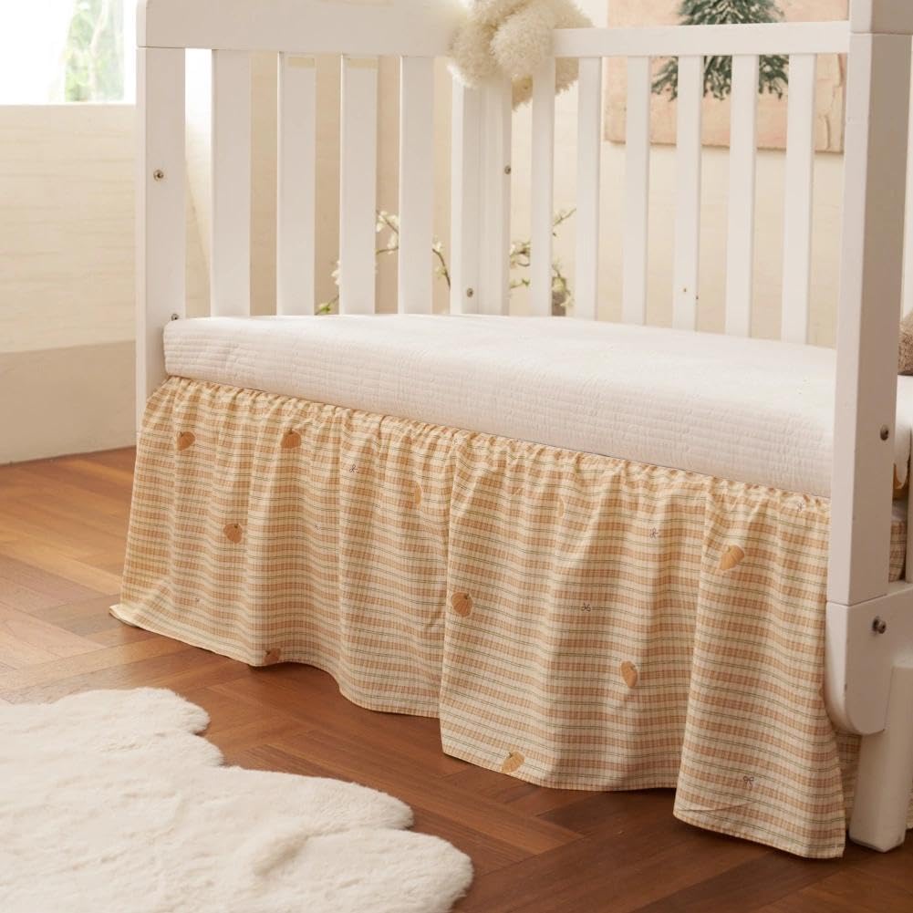 Crib Skirt with Platform, Ruffled Wave Design Baby Bed Skirt