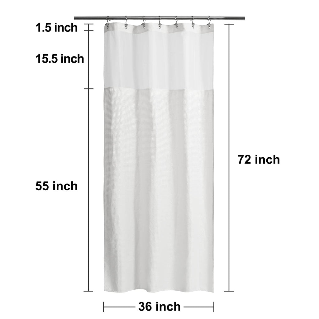 Stall Waffle Weave Shower Curtain with Snap-in Liner White 36x72