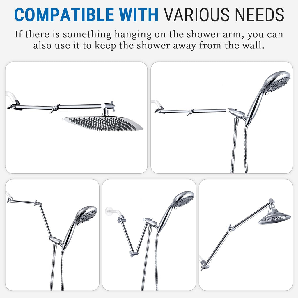 18 Inch Solid Brass Shower Head Extension Arm (Chrome)