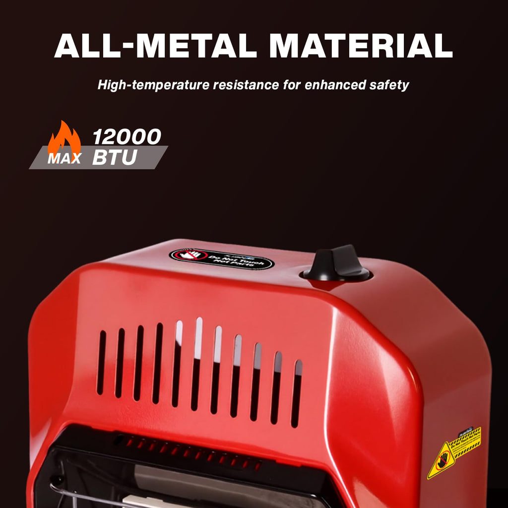 Propane Heater Indoor and Outdoor, 12000 BTU Portable Propane Radiant Heater with ODS & Tip-over Protection, Gas