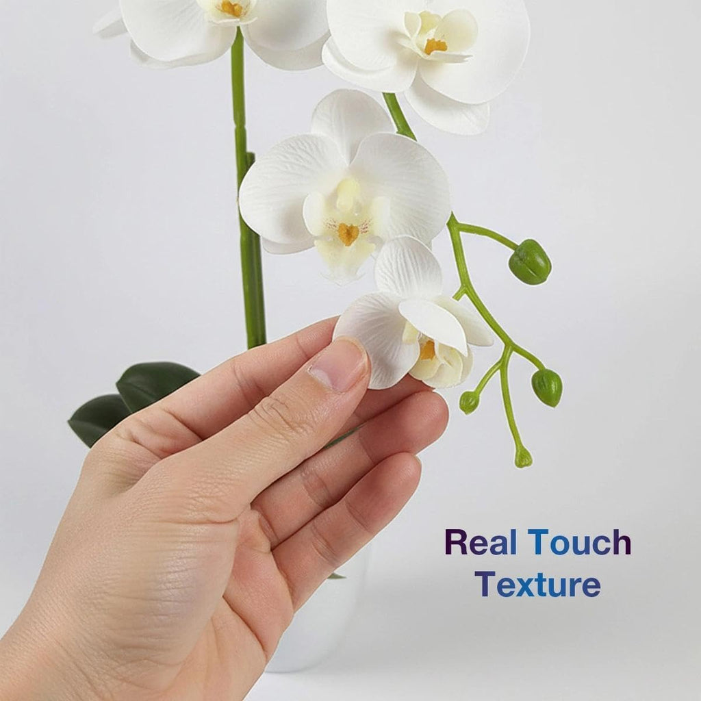 Artificial Orchid in Pot, 17-20" Real-Touch Faux Phalaenopsis, White