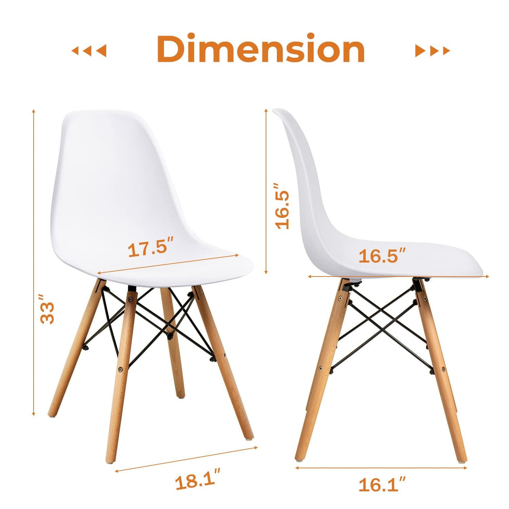 Inspired Eames Style Modern Dining Chair Mid Century Modern DSW, Indoor Plastic Shell Lounge Plastic Chairs Side Chairs Set of 4