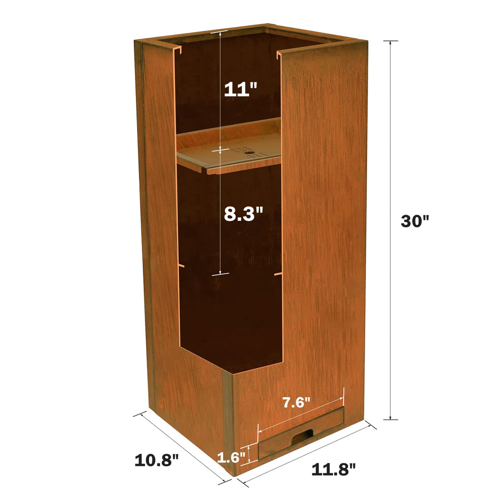 Pre-Rusted Steel 30''H Planter Box, Weathering Steel Planter Box, Rustic Finish Metal Tall Rectangular Plant Pot