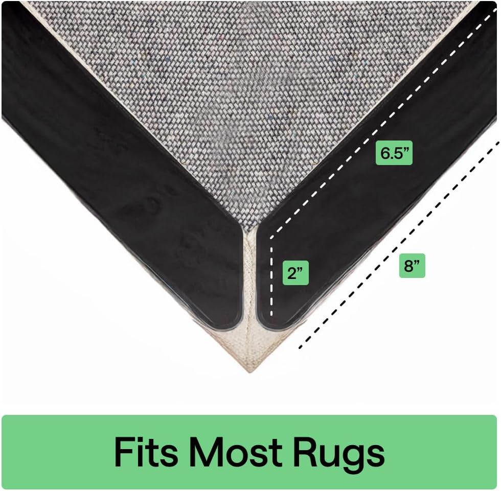 Extra Long Rug Grippers for Hardwood Floor, 8 Pack Black - Set of 8