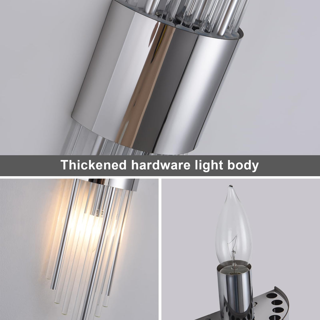 Chrome sconces wall set of 2, silver crystal wall sconces set two, modern wall sconce decoration (set of two)