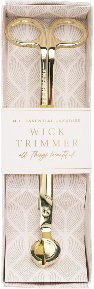 Essential Luxuries Wick Trimmer, Golden Candle Accessory Embossed with "All Things Beautiful", Elegant Candle Wick