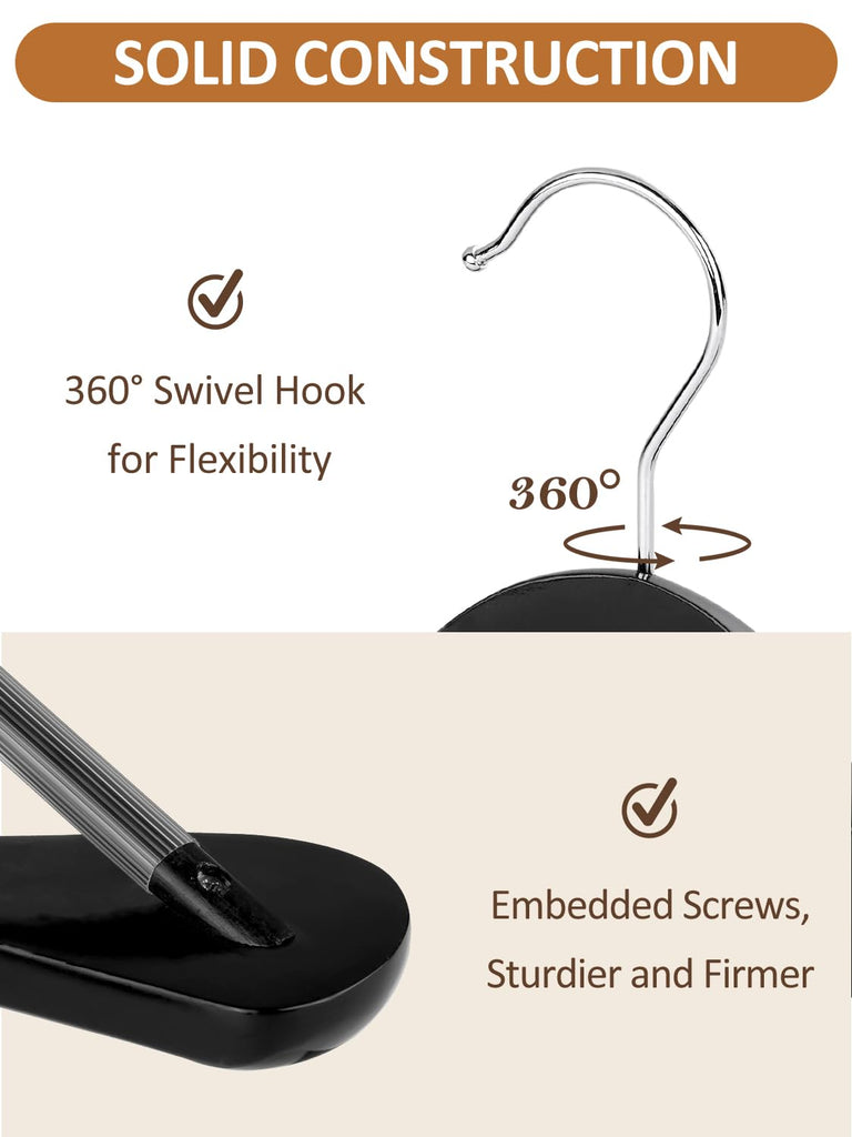 Wide Shoulder Wooden Hangers 8 Pack Coat Hangers with Non Slip Pants Bar, Heavy Duty Suit Hangers Wood Clothes
