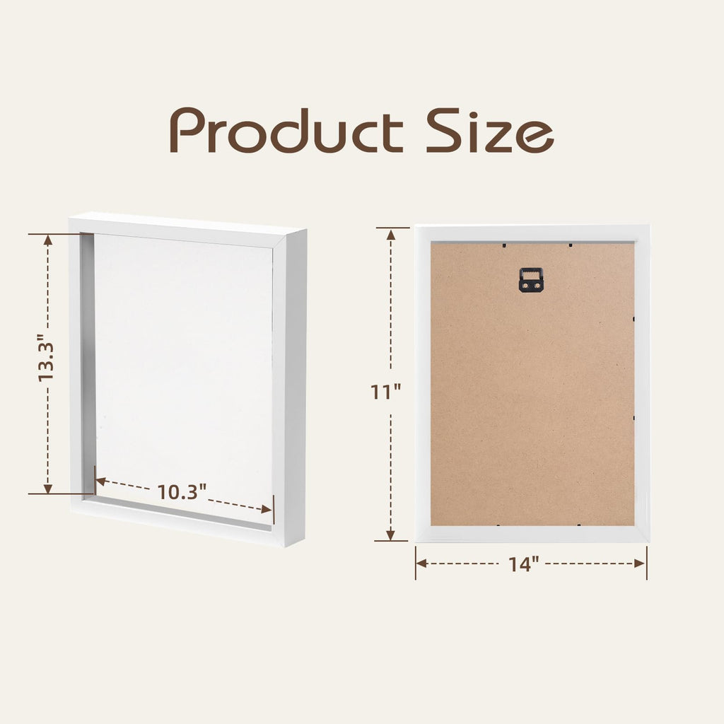 11" x 14" Shadow Box Display Case, Linen Back, 2 Pack White