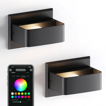 2 Pack Modern Smart Up & Down Outdoor Wall Lights with App Control