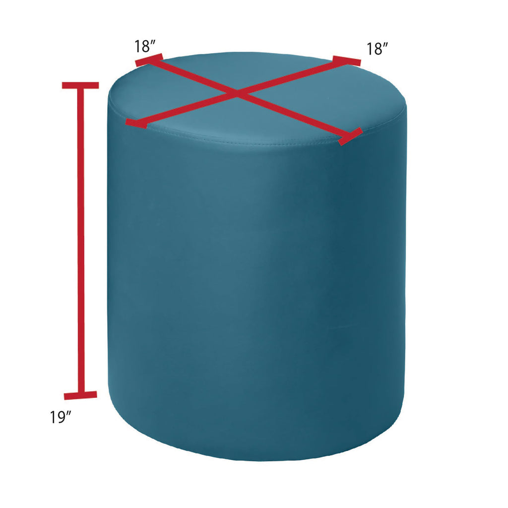 Logan Round Ottoman - 18" Peacock Teal, Modern Upholstered Pouf, and Office - Stylish Accent Furniture, Soft Fabric