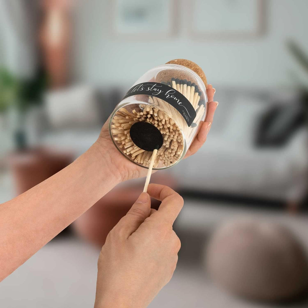 Decorative White Safety Wooden Match Holder | Cute Glass Bottle Jar for Lighting Candles | Premium Long 3" Bulk Long - Set of 135