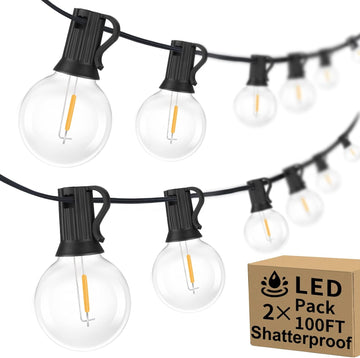 200ft(100*2) Outdoor G40 LED Globe String Lights Dimmable Waterproof