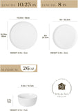 24 Pieces Gourmet Porcelain Dinnerware Sets, Premium Plates and Bowls Set, High-Fired Ceramic Dishes Set for 8