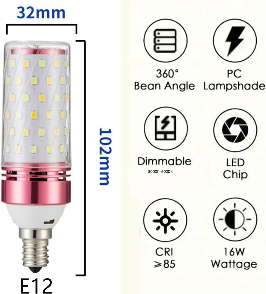 LED Bulb E12 16w Equivalent 100w Lighting Energy Saving 85v-265v 1500 Lm No Flicker Not Dimmable Home Use Indoor