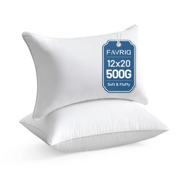12 x 20 Throw Pillows with 100% Cotton Cover(Set of 2), Lumbar Support Pillow for Chair Bed Car, Rectangle Square