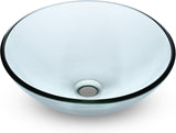 Aquaterior Tempered Glass Bathroom Vessel Sink 16" Round Countertop Vanity Basin Bowl Transparent Minimalist Modern
