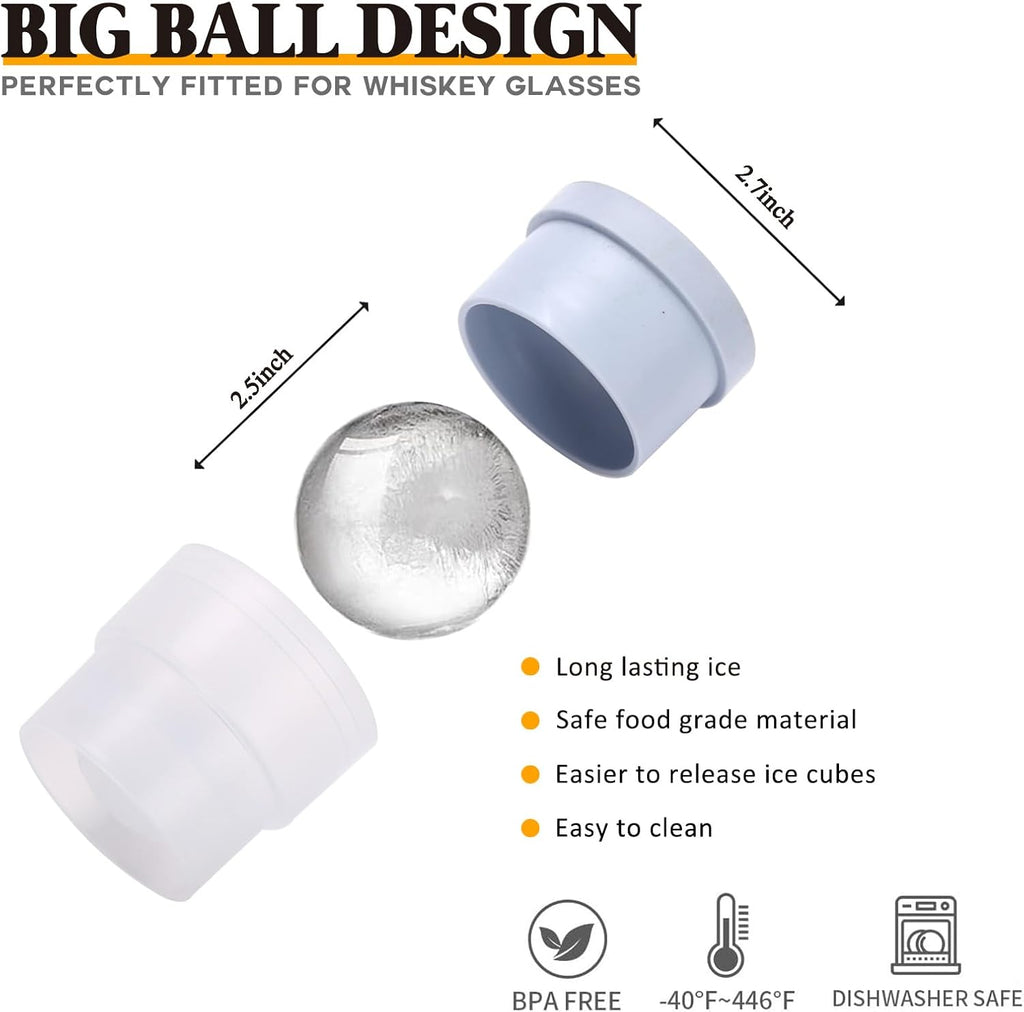 Crystal Whiskey Decanter Set In Gift Box - Includes 4 Crystal Whiskey Glasses and 4 Big Ice Ball Molds - Unique - Set of 9