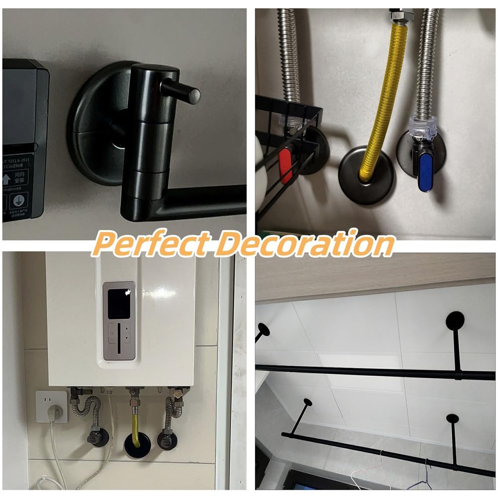 ABS Wall Split Flange Self-Adhesive Tape Round Escutcheon Plate Cover for Water Pipe, Faucet Decoration Accessories