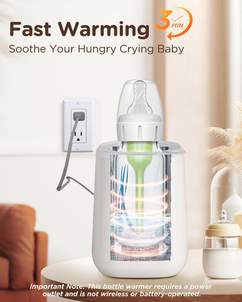 Baby Bottle Warmer, Fast Warming Breast Milk Formula, White
