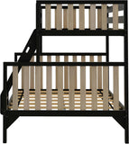 Bunk Bed, Scandinavian Modern Bunk Bed, Solid Wood Twin Over Full Bed Frame for Kids, No Box Spring Needed, Black/Blonde