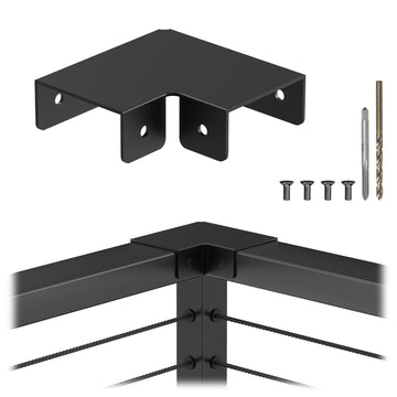 Flat Handrail Accessories, Aluminum Black Corner Connector for Handrail, 90 Degree Sleeve for Deck Cable Railing Post