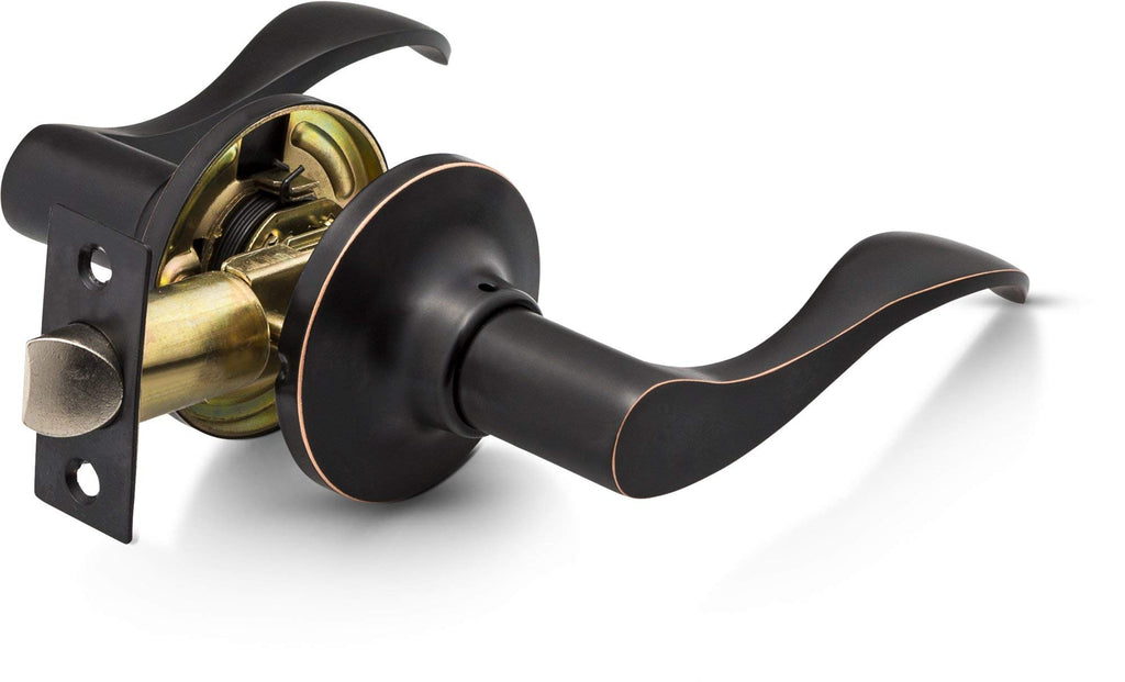 Passage Lever Door Handle [Non-Locking Lever Set] Doors or Closets with a Oil Rubbed Bronze Finish, Reversible for