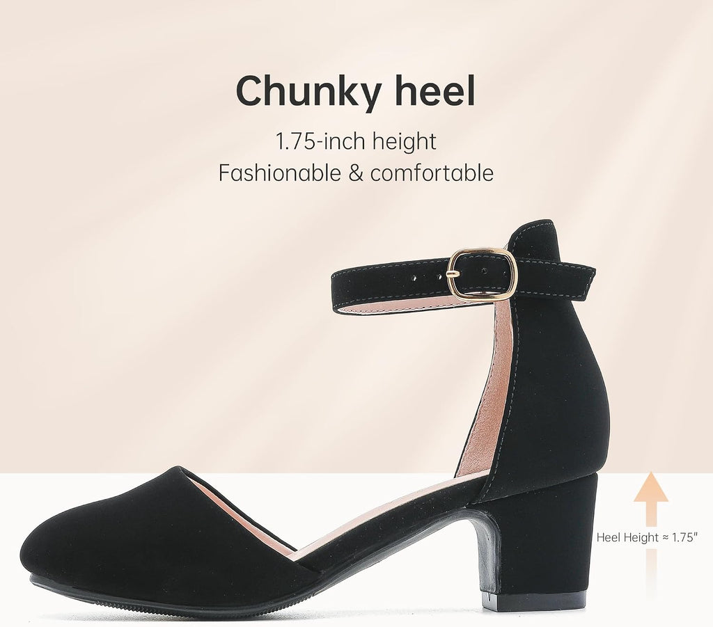 Girls Dress Shoes Closed Toe Pumps High Heels for Little Big Kid