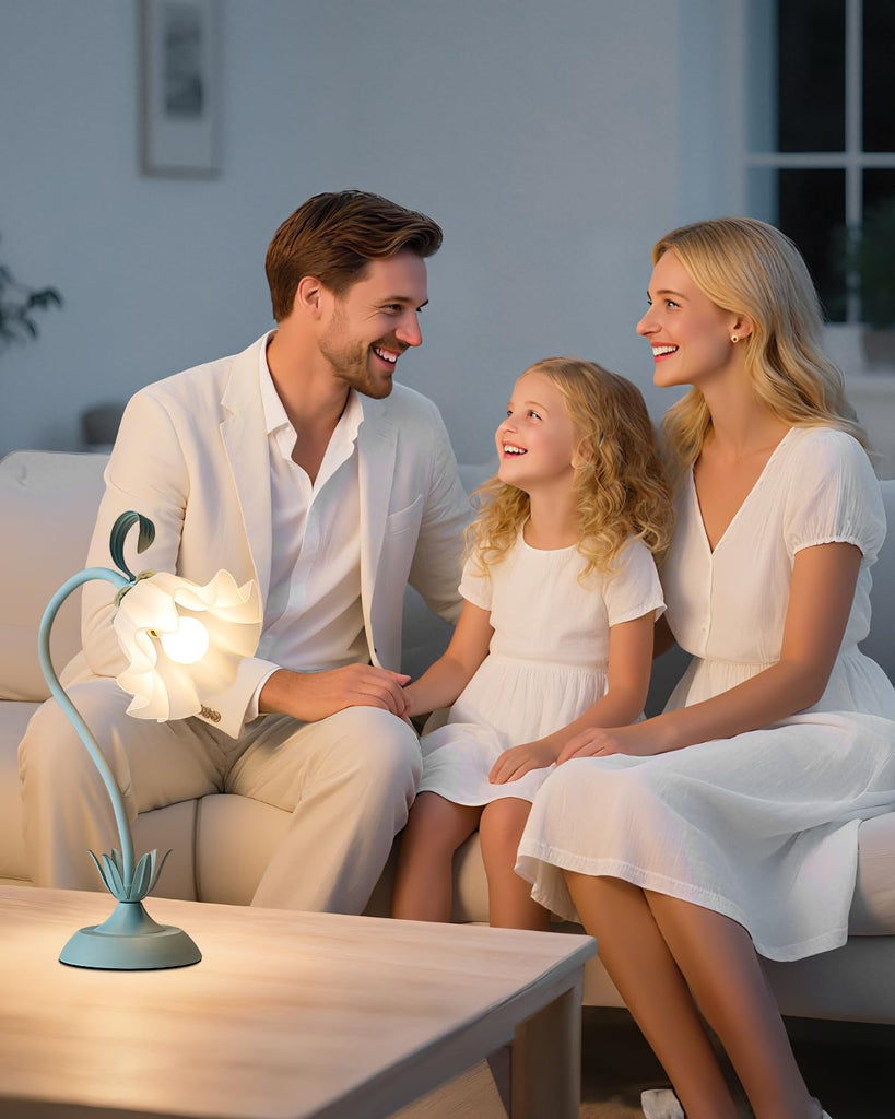 Flower Table Lamp Cute Desk Lamp Home Decor (Blue)