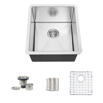 13 x 15 Inch Undermount Kitchen Sink, Premium 304 Stainless Steel Bar Sink - 8 Inches Deep Basin Single Bowl Sink