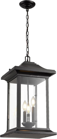 Outdoor Pendant Light, 23.6" H Large Exterior Hanging Light, 3-Light Outdoor Chandelier
