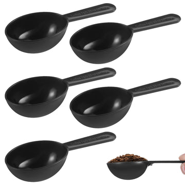 Small Scoops for Canisters, 5 Pack Plastic Scoopers for Containers, Black Coffee Measuring Scoop for Tea, Sugar