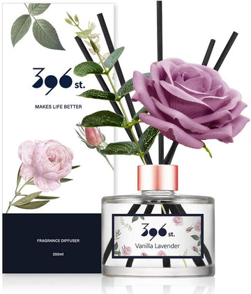 Rose Flower Reed Diffuser, Vanilla Lavender, 200ml(6.7oz) / Reed Diffuser Sets, Home Fragrance, Scented Oils, Home &