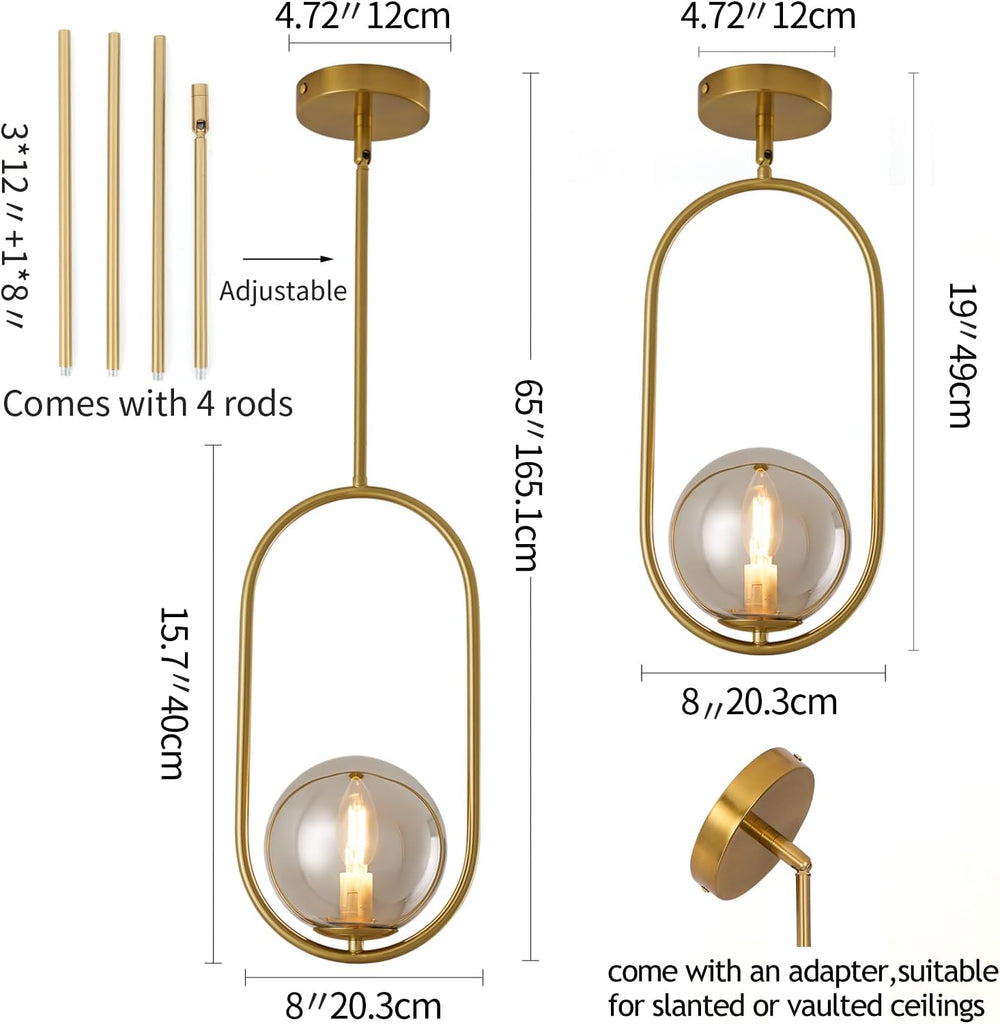Modern Pendant Lighting Gold Hanging Light Fixture for Sloped Ceiling,Brass Pendant Lighting Fixture Pendant