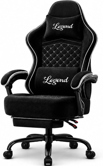 Gaming Chair for Adults with Footrest, Ergonomic Computer Chair, 330 lb | Heavy Duty Load Capacity, 52 cm Wingless