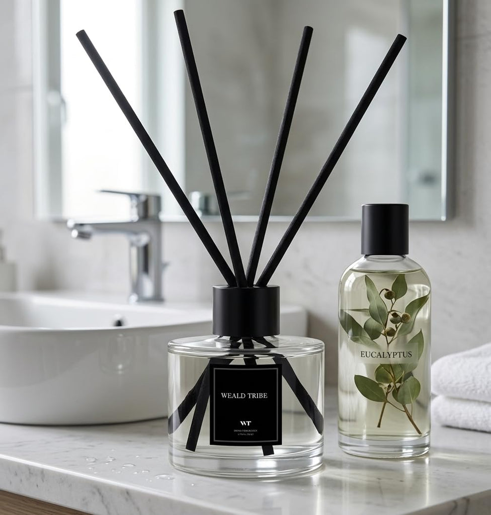 Reed Diffuser Set of 3 Air Fresheners, Oil Defusers Sticks | Bamboo, Sage & Sea Salt, Sandalwood Ebony Scent(1.7 fl