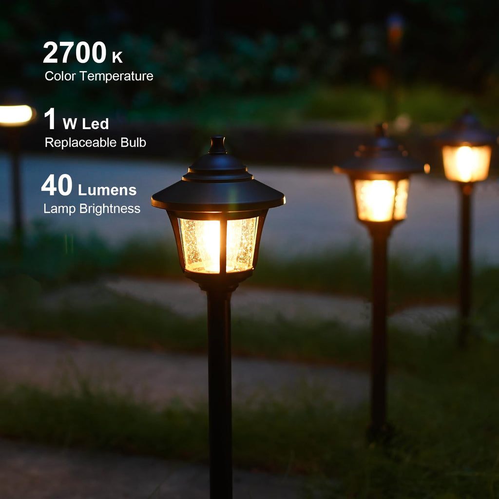 8 Pack 12V Low Voltage Landscape Path Lights, Replaceable Bulbs