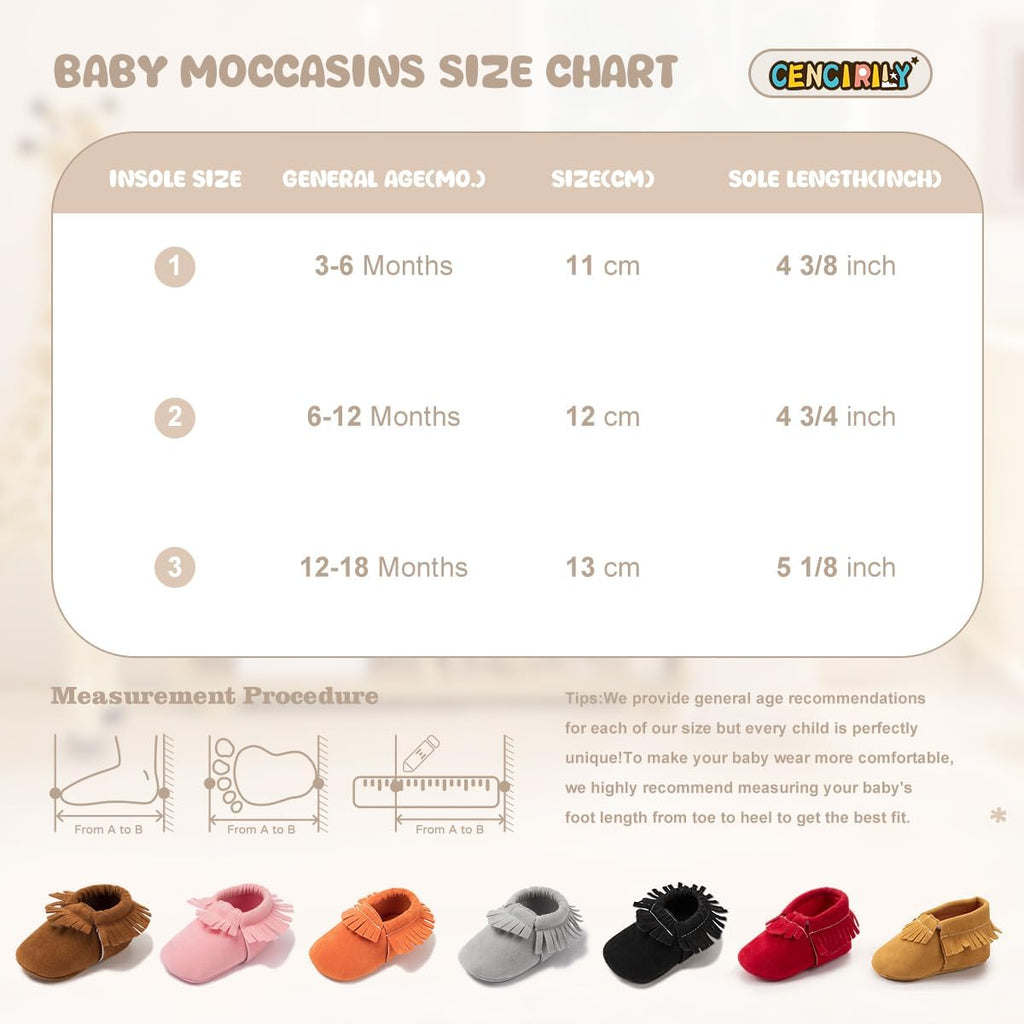 Infant Baby Fringe Moccasin Slipper Boys Girls Tassel Crib Shoes