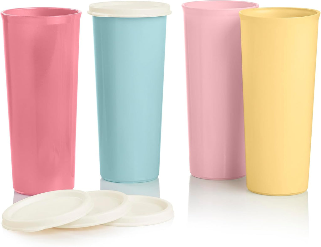 Tumbler Set in Multicolor, 12 Count, Dishwasher Safe and BPA Free (12 Tumblers, 12 Lids, 16 fl oz each)