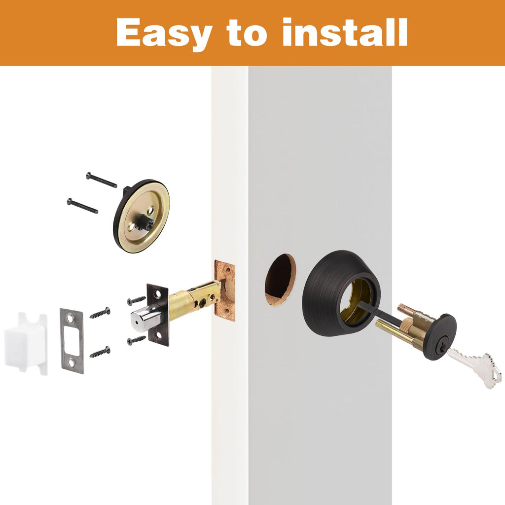 Single Cylinder Deadbolt Exterior Door Keyed Entry Oil Rubbed Bronze Finish