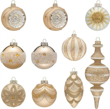 10ct Glass Christmas Ornaments Set Large Tree Decorations