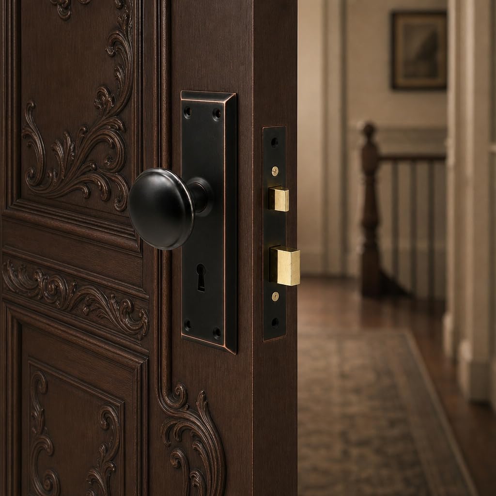 Keyed Mortise Lock Set, Classic Bronze Knob, Interior Doors