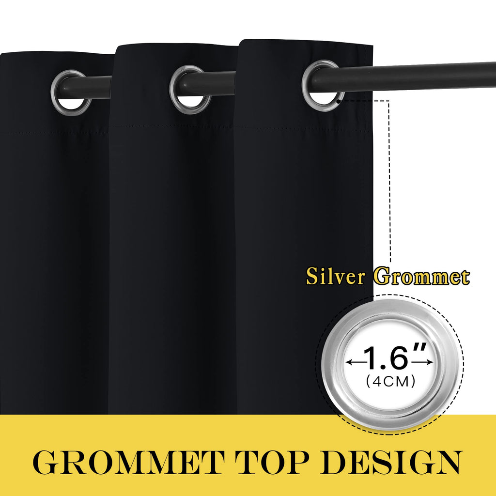 Black Out 144 inch Curtain for Sliding Glass Door, Grommet Thermal Insulated Sound Reducing Window Treatment Extra