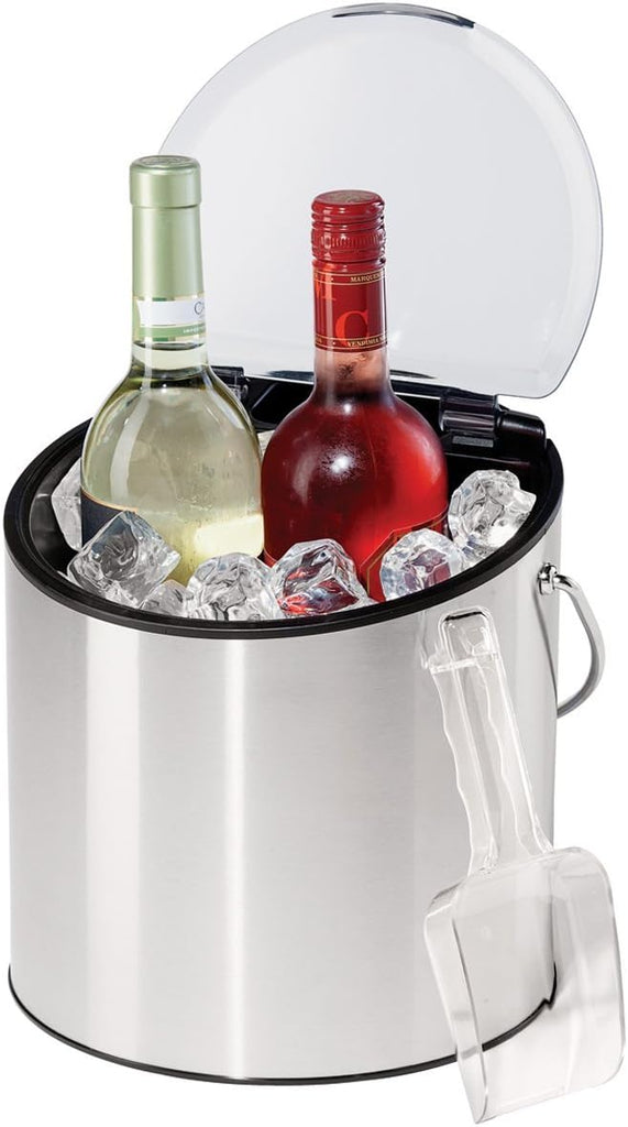Wine & Ice Bucket- Ice Bucket with Lid & Ice Scoop, Wine Chiller Bucket, Tabletop Wine Chiller Holds 2 Bottles, Bar