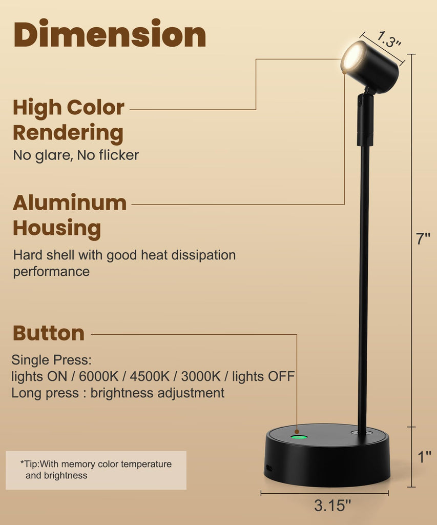 Wireless Battery Operated Picture Light for Wall, 3 Color LED Art Lighting for Paintings, Magnetic Rechargeable