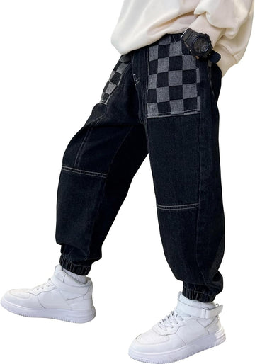 Boys Elastic Waist Jeans Stretch Fashion Denim Pants